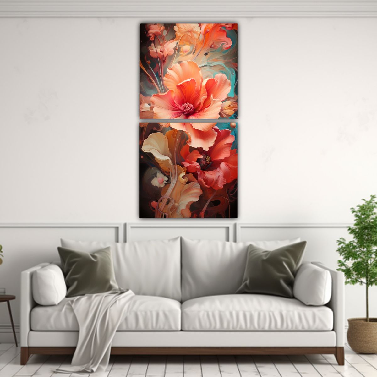 GENERICO - Cuadroes Abstractas De Flores Luminosas 40x80 Cm