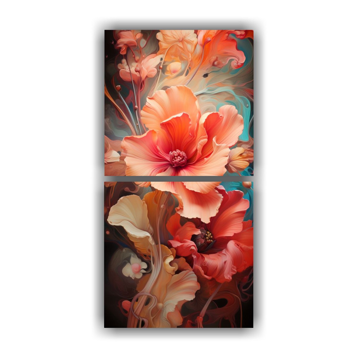 GENERICO - Cuadroes Abstractas De Flores Luminosas 20x40 Cm
