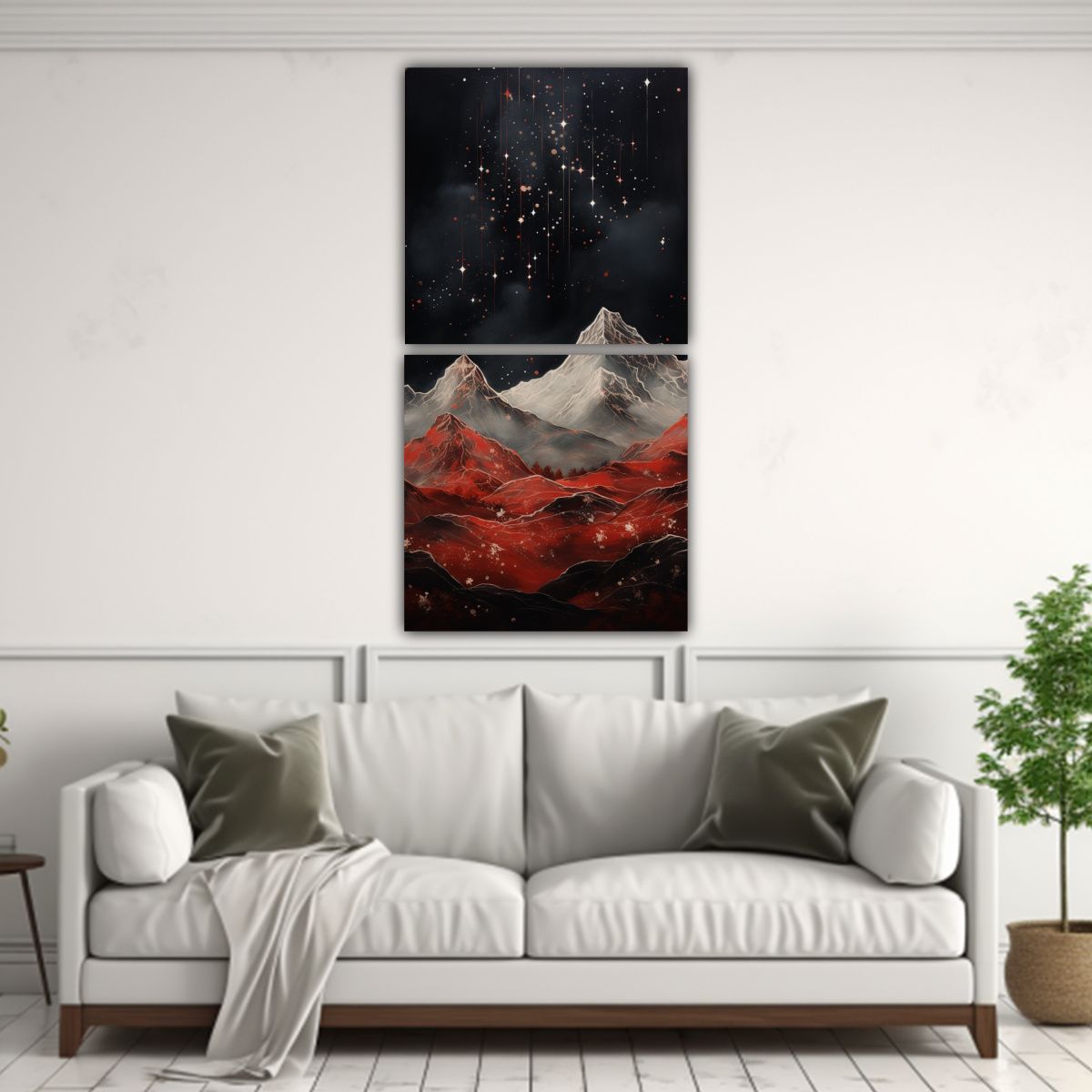 GENERICO - Díptico Decoración Montaña Con Estilo Elegante 60x120 Cm