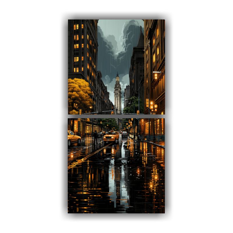 GENERICO - Díptico Cuadro Exuberantes Morning NYC Estilo 60x120 Cm