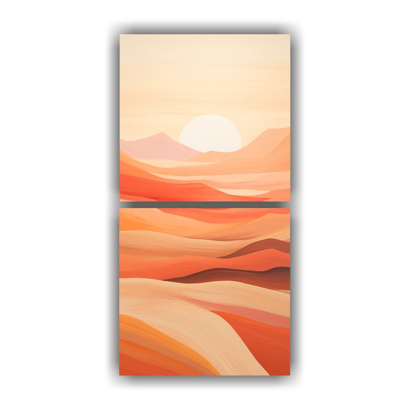 GENERICO - Cuadros Abstractos De Paisaje Desértico Sereno 20x40 Cm