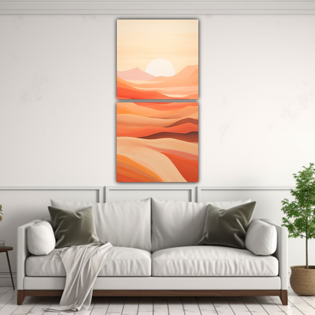GENERICO - Cuadros Abstractos De Paisaje Desértico Sereno 20x40 Cm