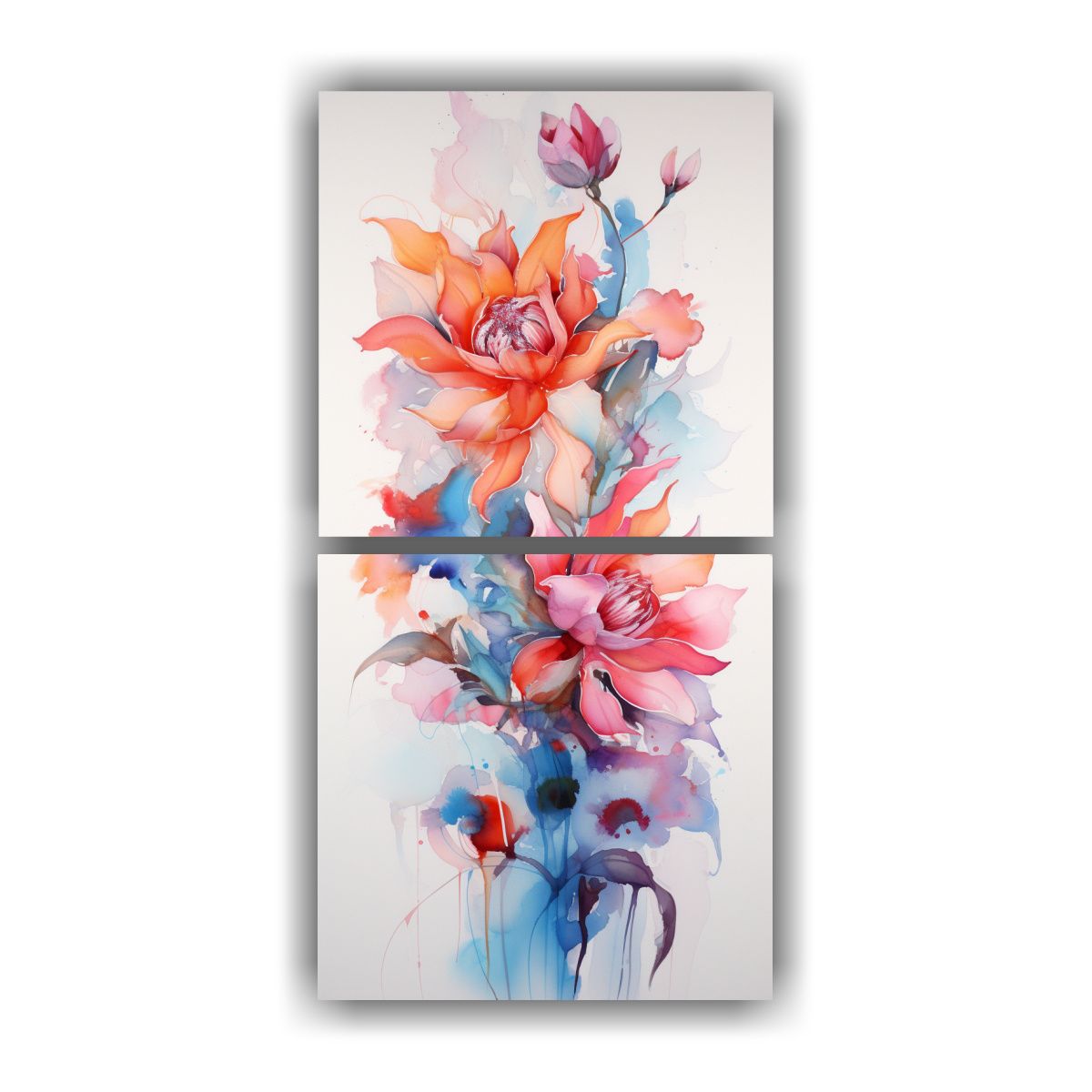 GENERICO - Artes Espectacular Multicolor Acuarelas De Flores 20x40 Cm