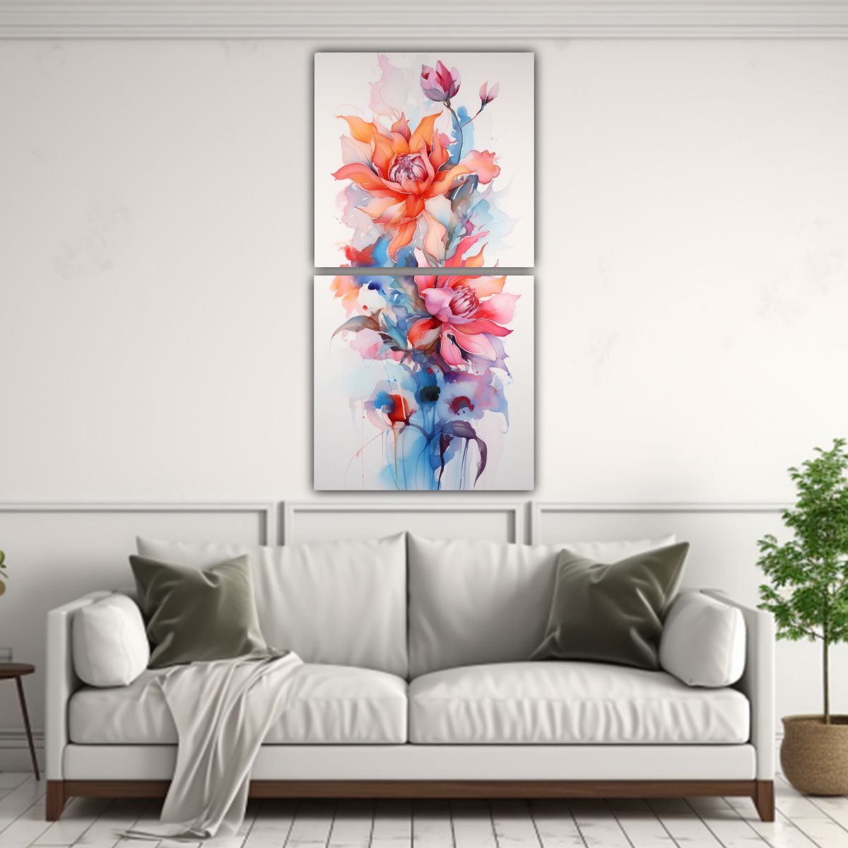 GENERICO - Artes Espectacular Multicolor Acuarelas De Flores 20x40 Cm