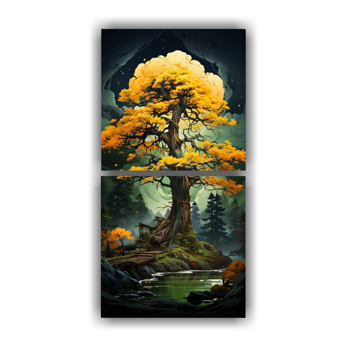 GENERICO - Cuadros Venta Estrellados Árbol De Cedro En 30x60 Cm