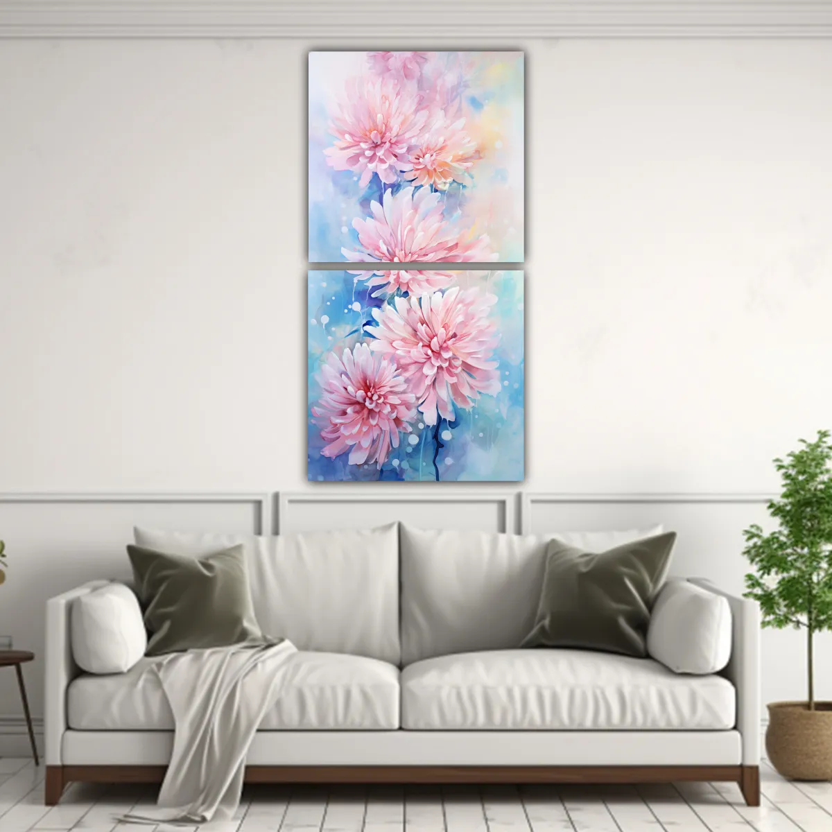 GENERICO - Cuadros De Tela De Chrysanthemums Flores Rosa Y 50x100 Cm