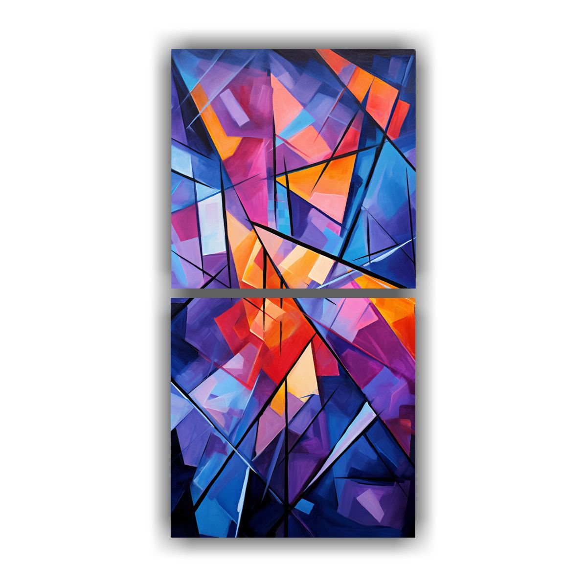 GENERICO - Díptico Patron Intenso Armonia En Arte Abstracto 30x60 Cm