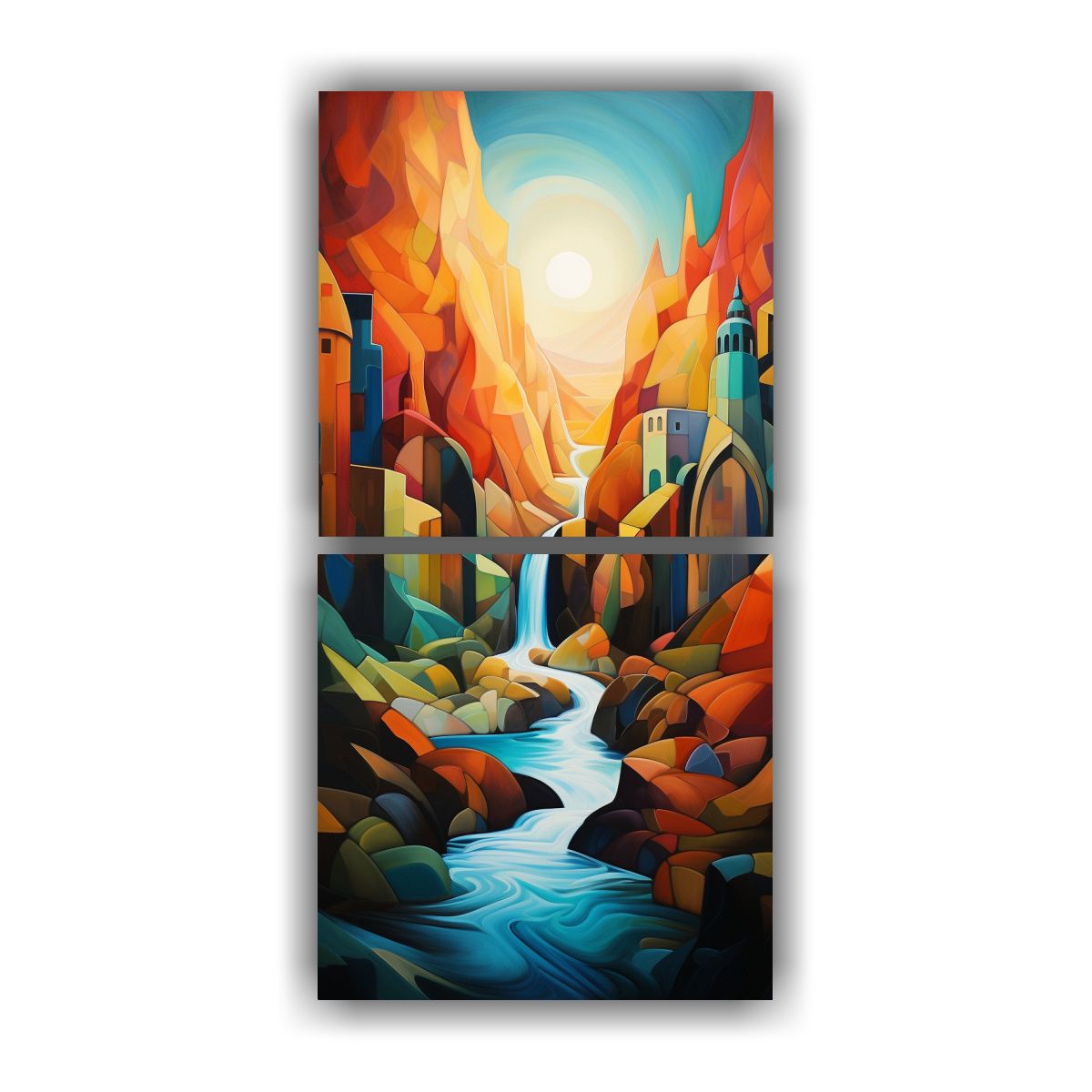 GENERICO - Pinturas Paisajes Abstractos En Tonos Equilibrio 40x80 Cm