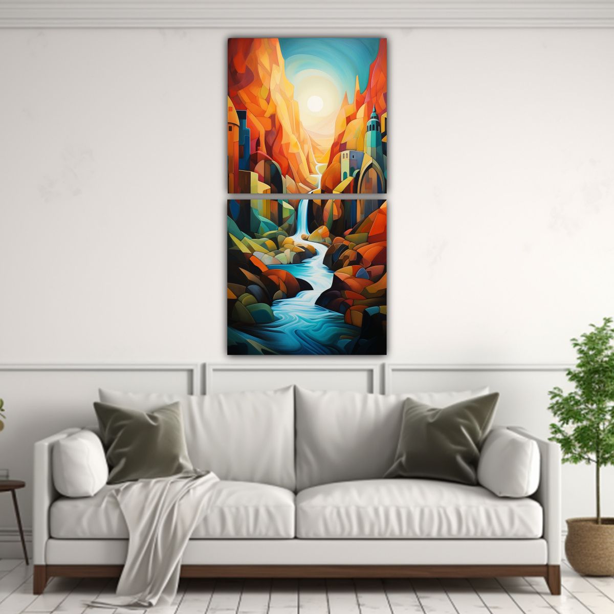 GENERICO - Pinturas Paisajes Abstractos En Tonos Equilibrio 40x80 Cm