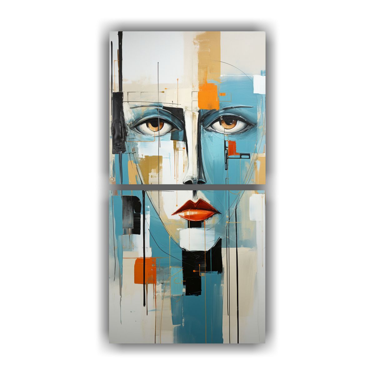 GENERICO - Set 2 Cuadros Fotografía Poder Rostro Robot 50x100 Cm