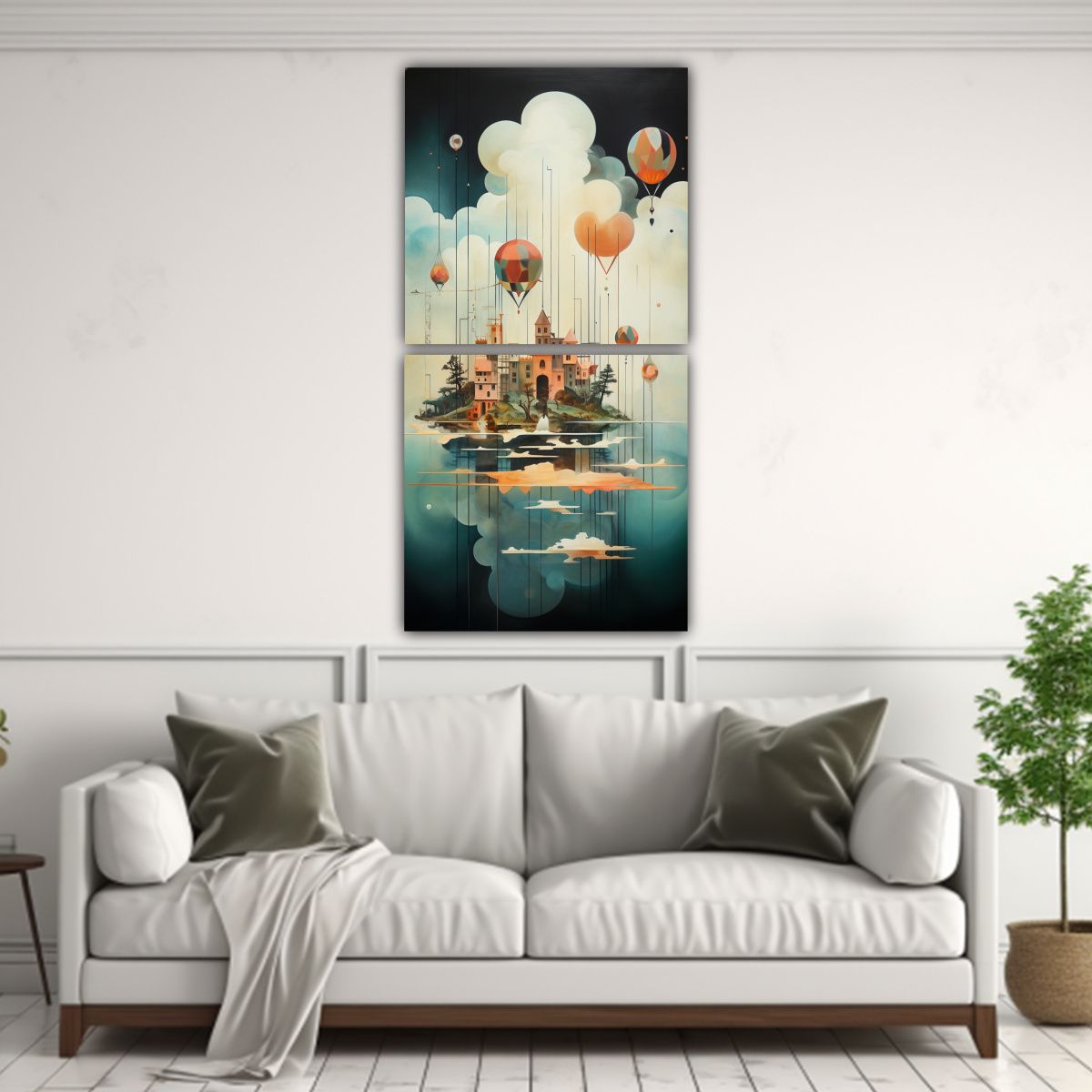GENERICO - Cuadro Decorativo Surrealista Con Islas Flotantes 20x40 Cm