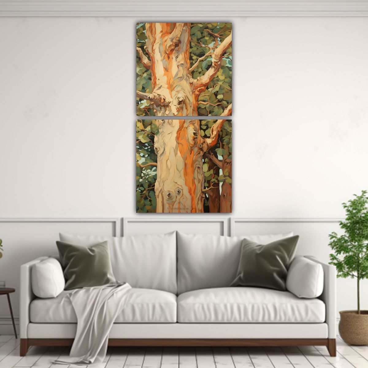 GENERICO - Cuadro Moderno De árbol De Eucalipto En Tela 50x100 Cm