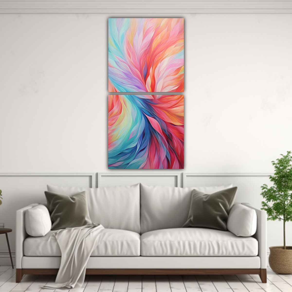 GENERICO - Set 2 Cuadros Verticales Duraderos Patrones 50x100 Cm