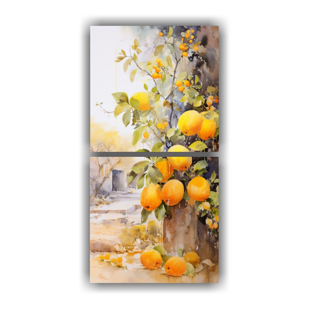 GENERICO - Set De 2 Telas En Bastidor Diseño Interiores 20x40 Cm