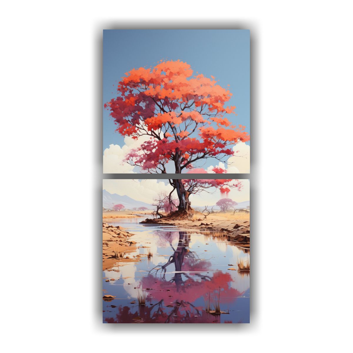 GENERICO - Pintura Abstracta De Un árbol De Acacia En 60x120 Cm