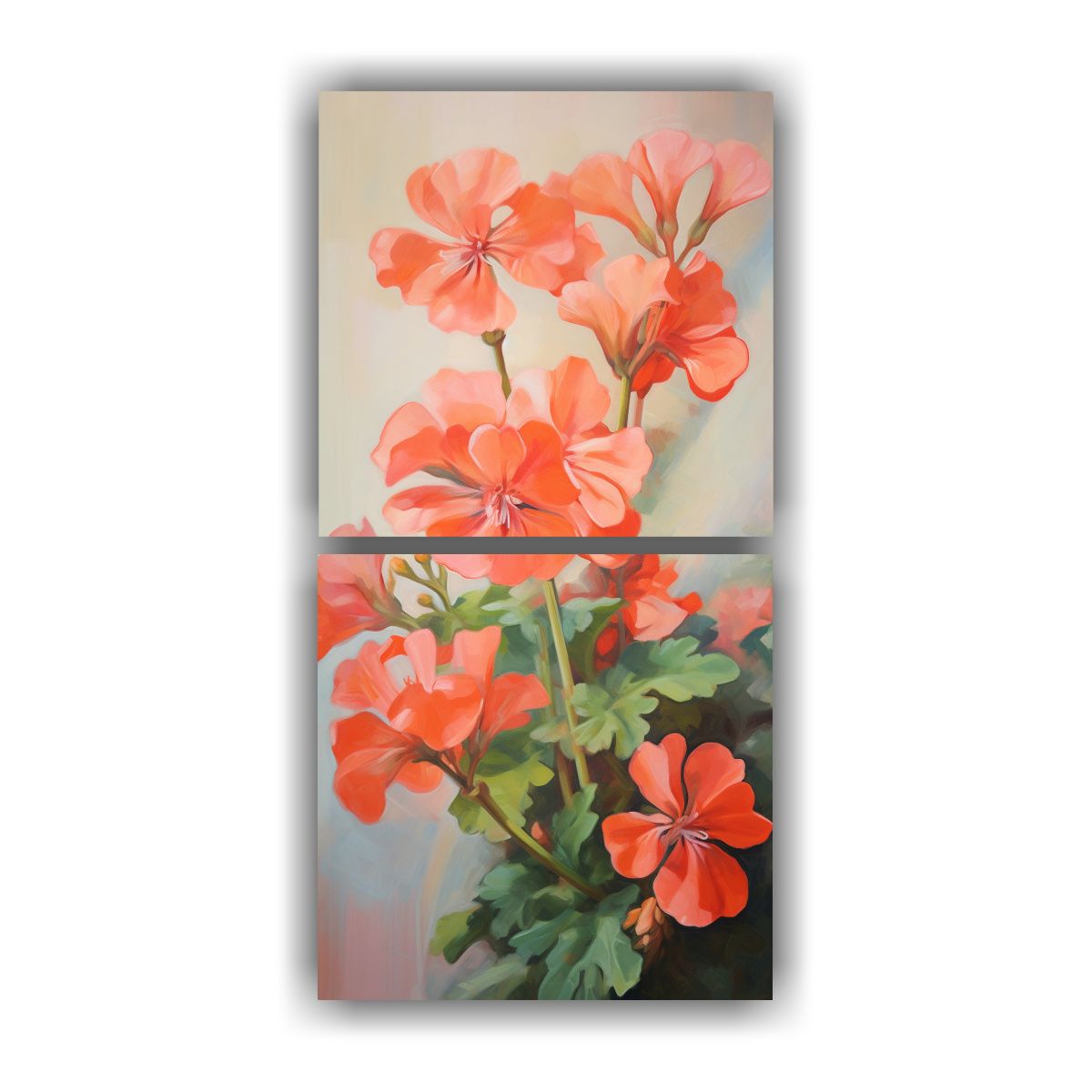GENERICO - Cuadro Abstracto De Flores Geranio Línea Fina En 20x40 Cm
