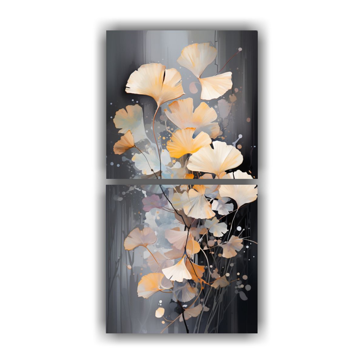 GENERICO - Set 2 Cuadros Abstractos Para Sala Con Hojas De 20x40 Cm