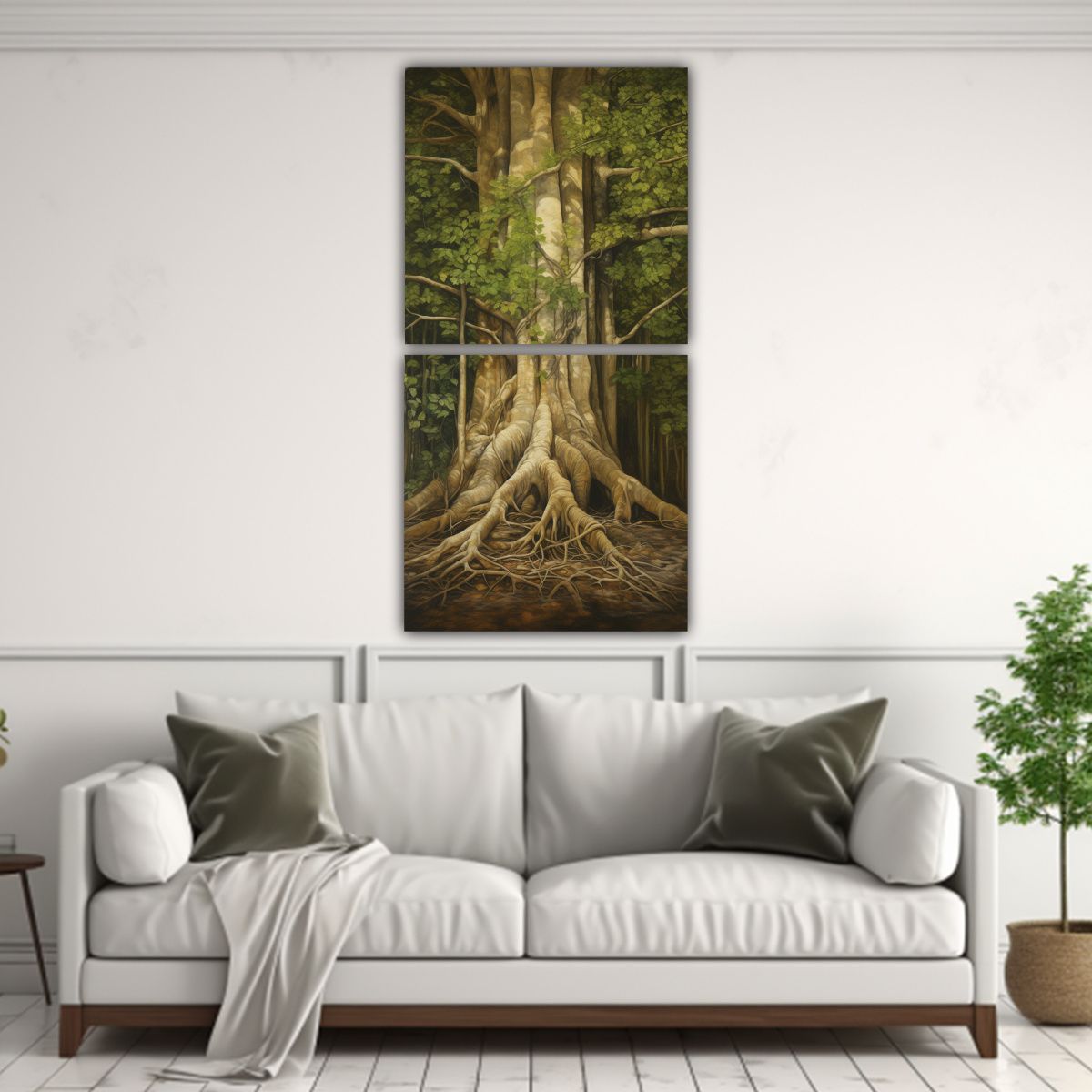 GENERICO - Conjunto 2 Lienzos Tela Tema Dormitorio Árbol 20x40 Cm