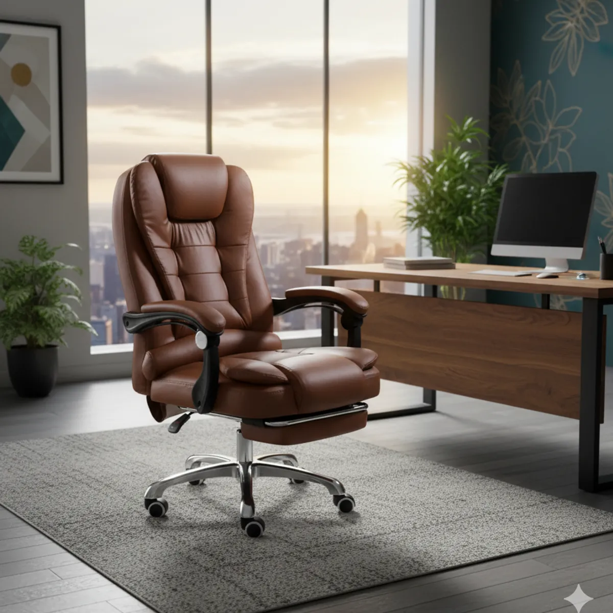 SPACE HOME - Silla Rey de escritorio Beige con fusion masajeadora