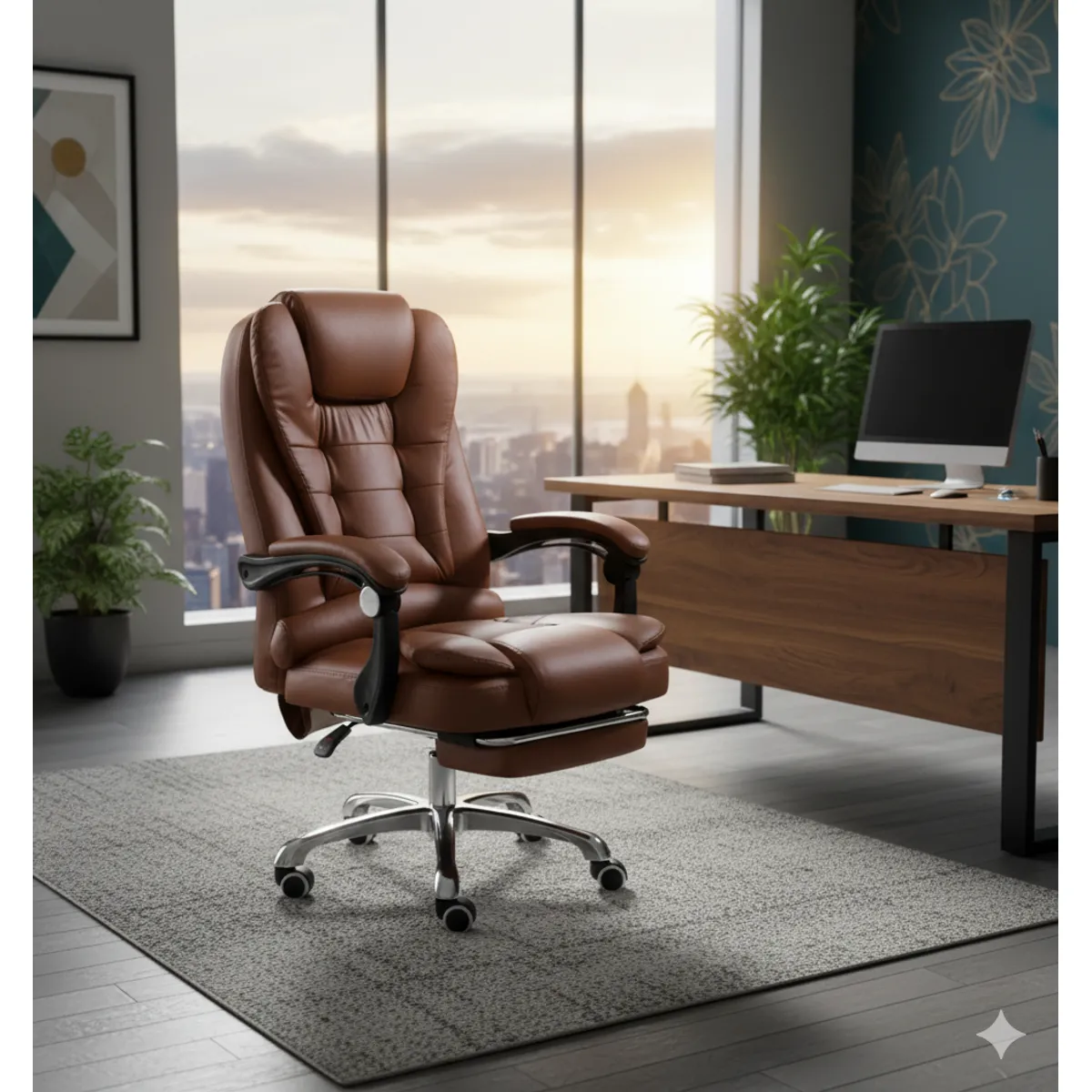 SPACE HOME - Silla Rey de escritorio Beige con fusion masajeadora