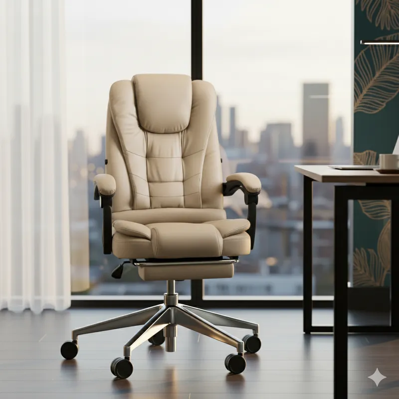 SPACE HOME - Silla Rey de escritorio Beige con fusion masajeadora