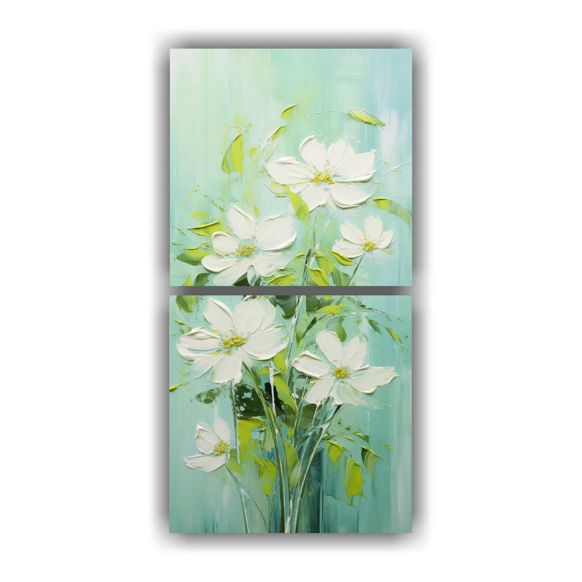 GENERICO - Pintura En Lienzo De Flores Verdes En El Estilo 30x60 Cm