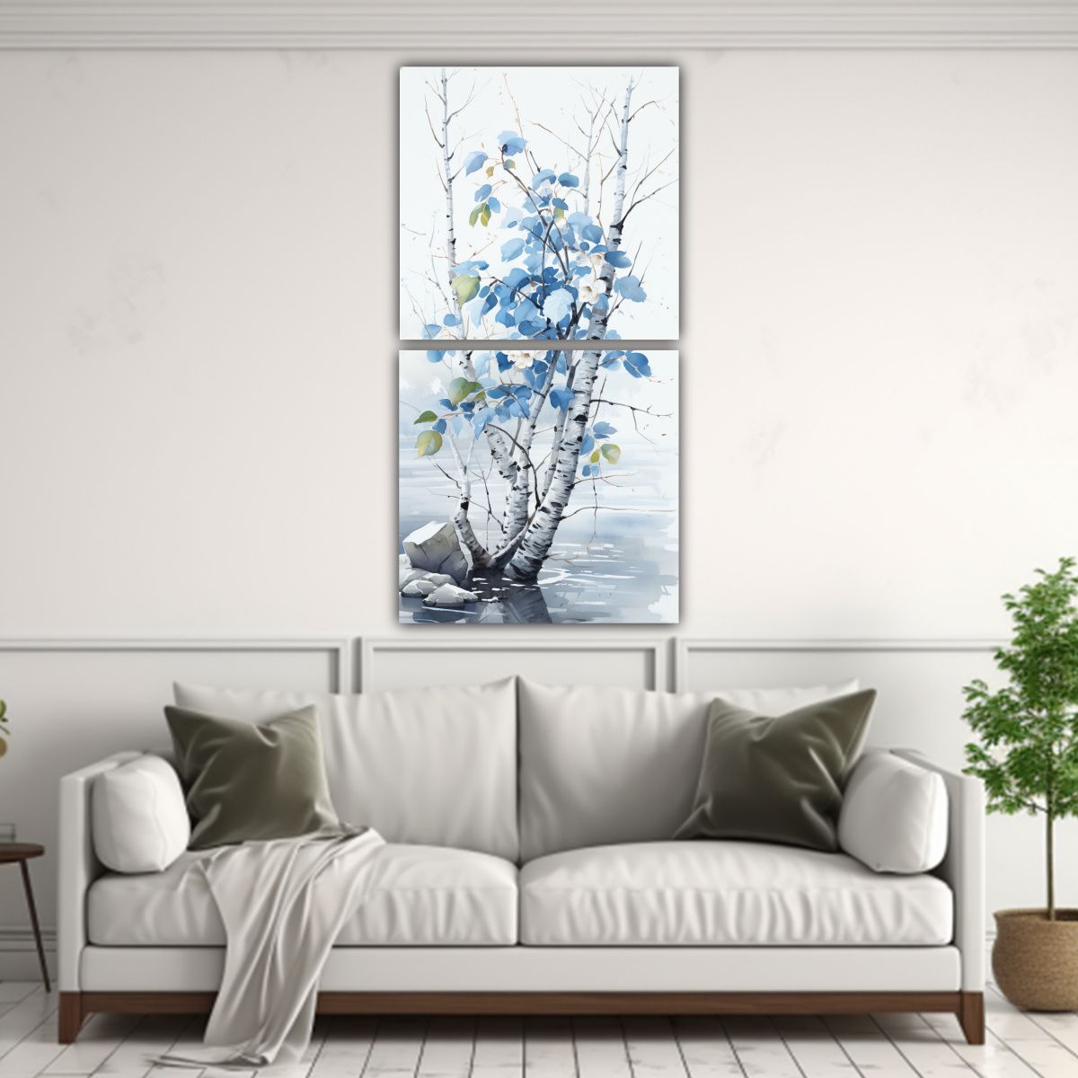 GENERICO - Pintura Abstracta De árbol Bonsái De Abedul En 60x120 Cm