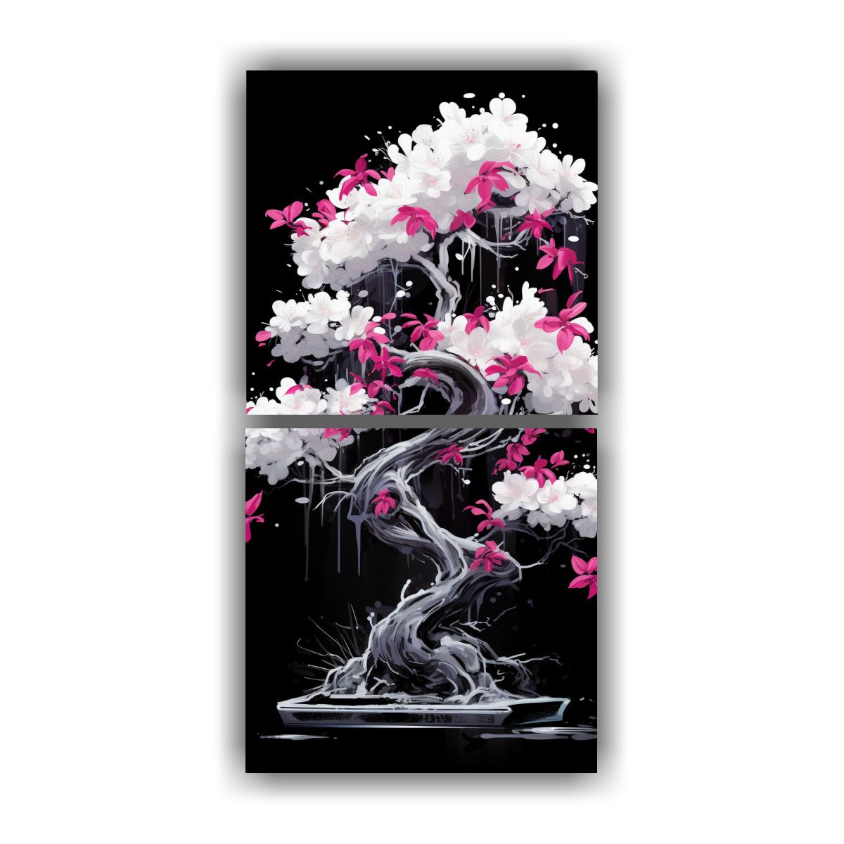 GENERICO - Lienzos Bougainvillea Bonsái Blanco Y Negro Neo 20x40 Cm