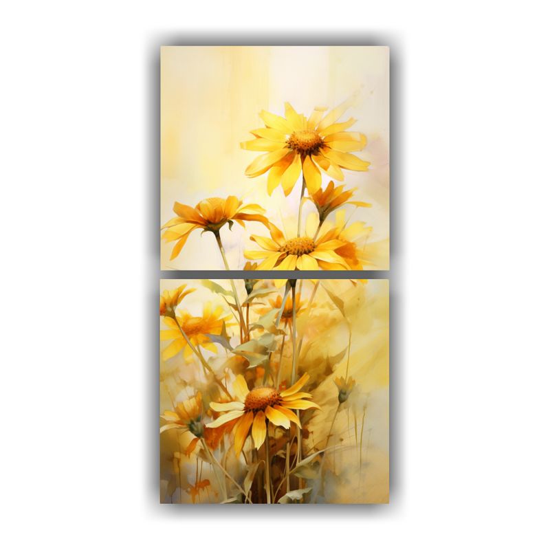 GENERICO - Cuadros Abstractos Dorados De Flores De Achicoria 50x100 Cm