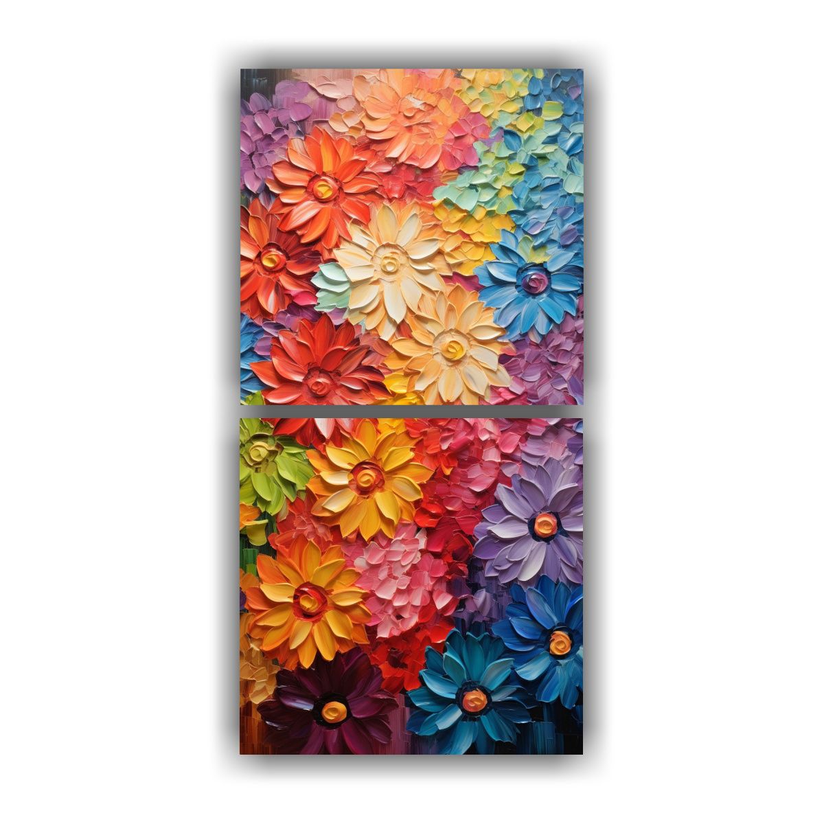 GENERICO - Pintura Arcoiris De Flores En Lienzo Al Estilo 50x100 Cm