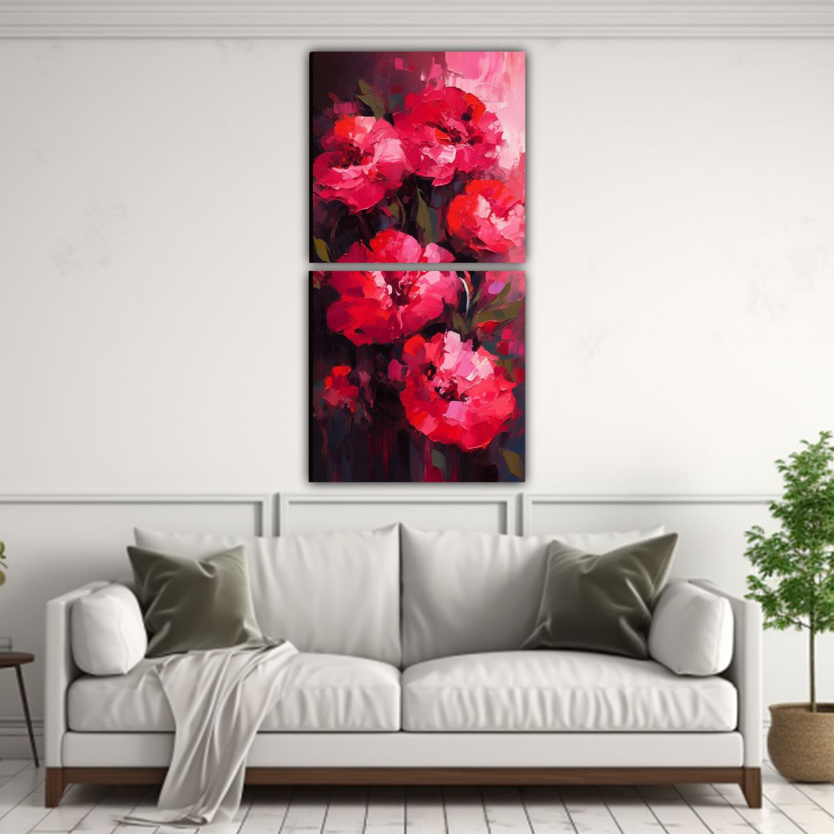 GENERICO - Pintura En Lienzo Dos Artes Calidos Armonía De 50x100 Cm