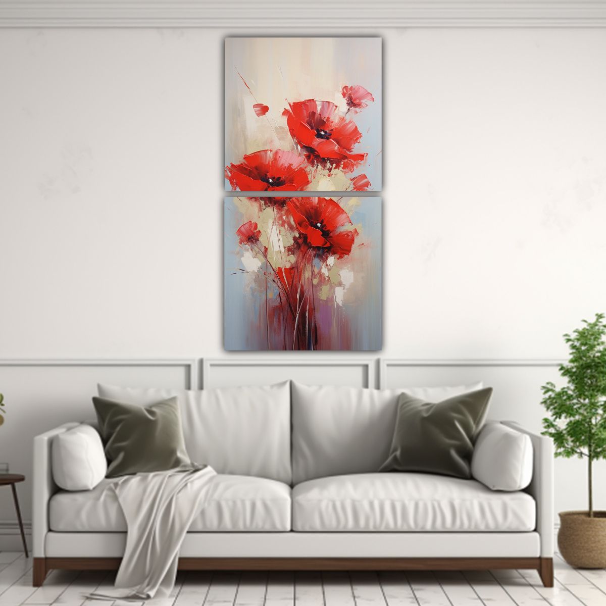 GENERICO - Pintura En Lienzo Estilo R Con Flores Rojas 30x60 Cm