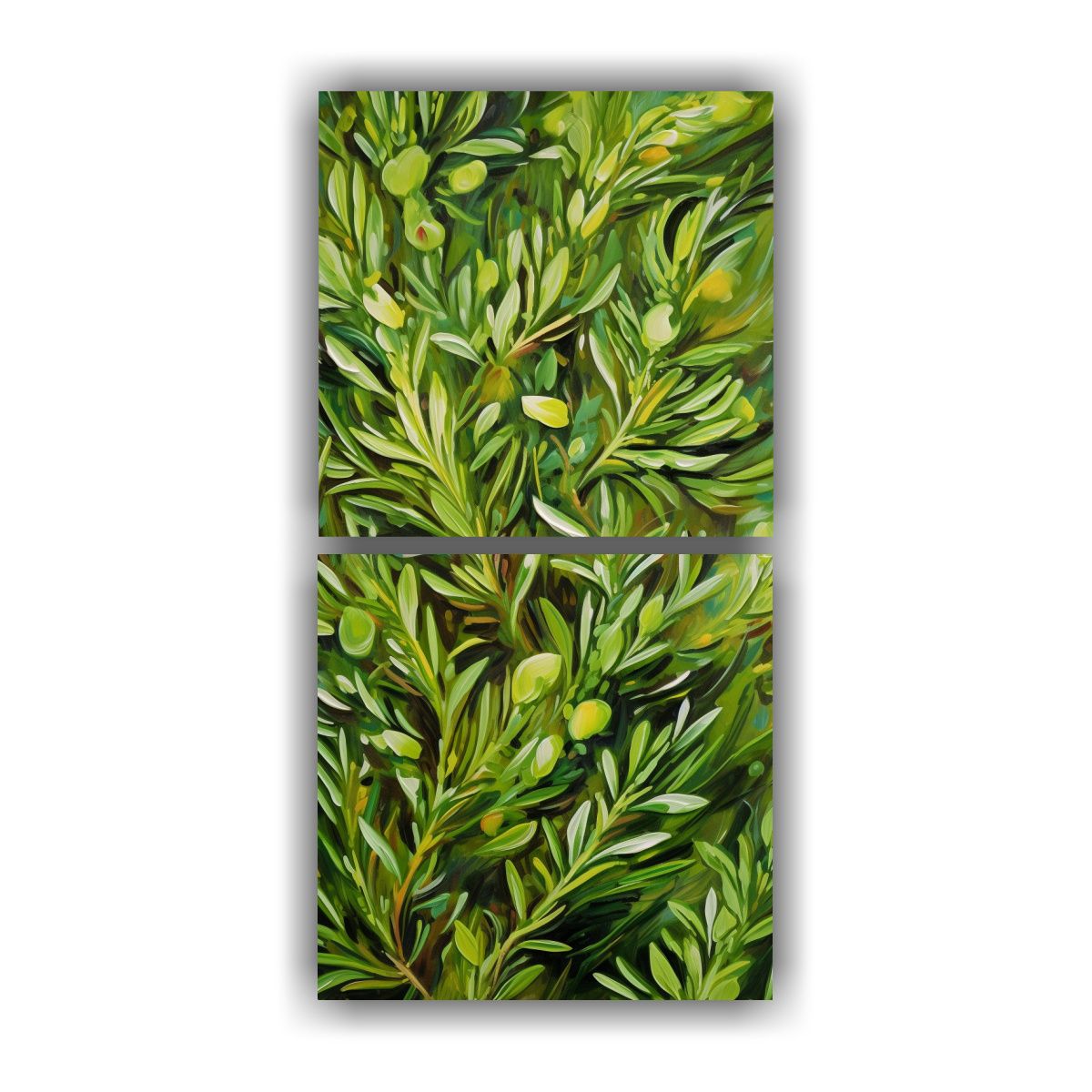 GENERICO - Pintura Abstracta De Hierbas De Romero En Aceite 60x120 Cm