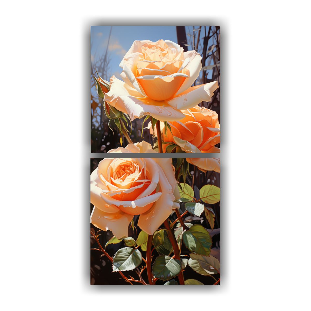 GENERICO - Conjunto De 2 Telas En Bastidor Abstractas En 40x80 Cm