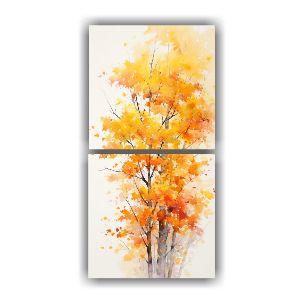 GENERICO - Cuadros Abstractos De árboles De Arce Amarillos 30x60 Cm