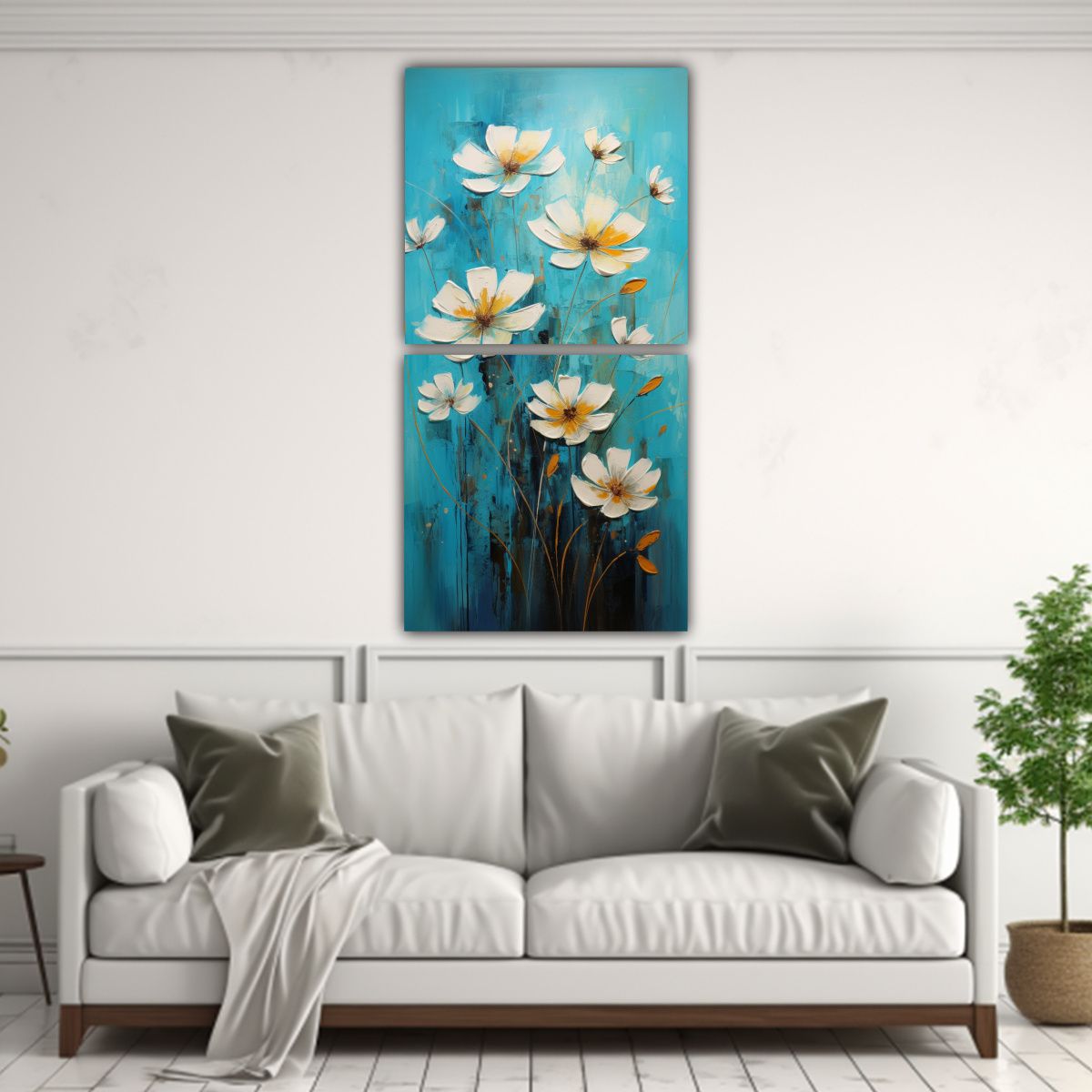 GENERICO - Pintura En Lienzo Estilo Diptico Abstracción 50x100 Cm