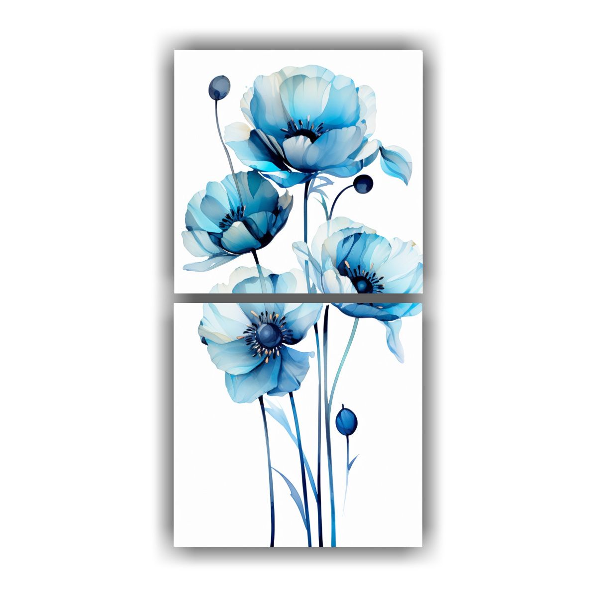 GENERICO - Pintura Abstracta Flores Tulipanes Negros Y 20x40 Cm