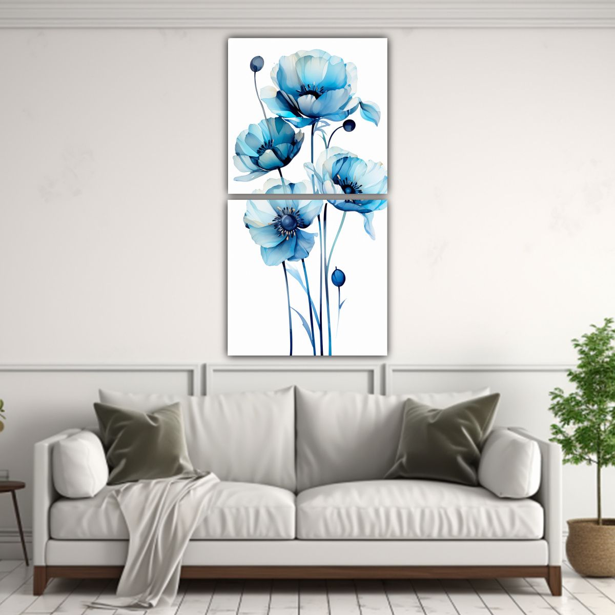 GENERICO - Pintura Abstracta Flores Tulipanes Negros Y 20x40 Cm