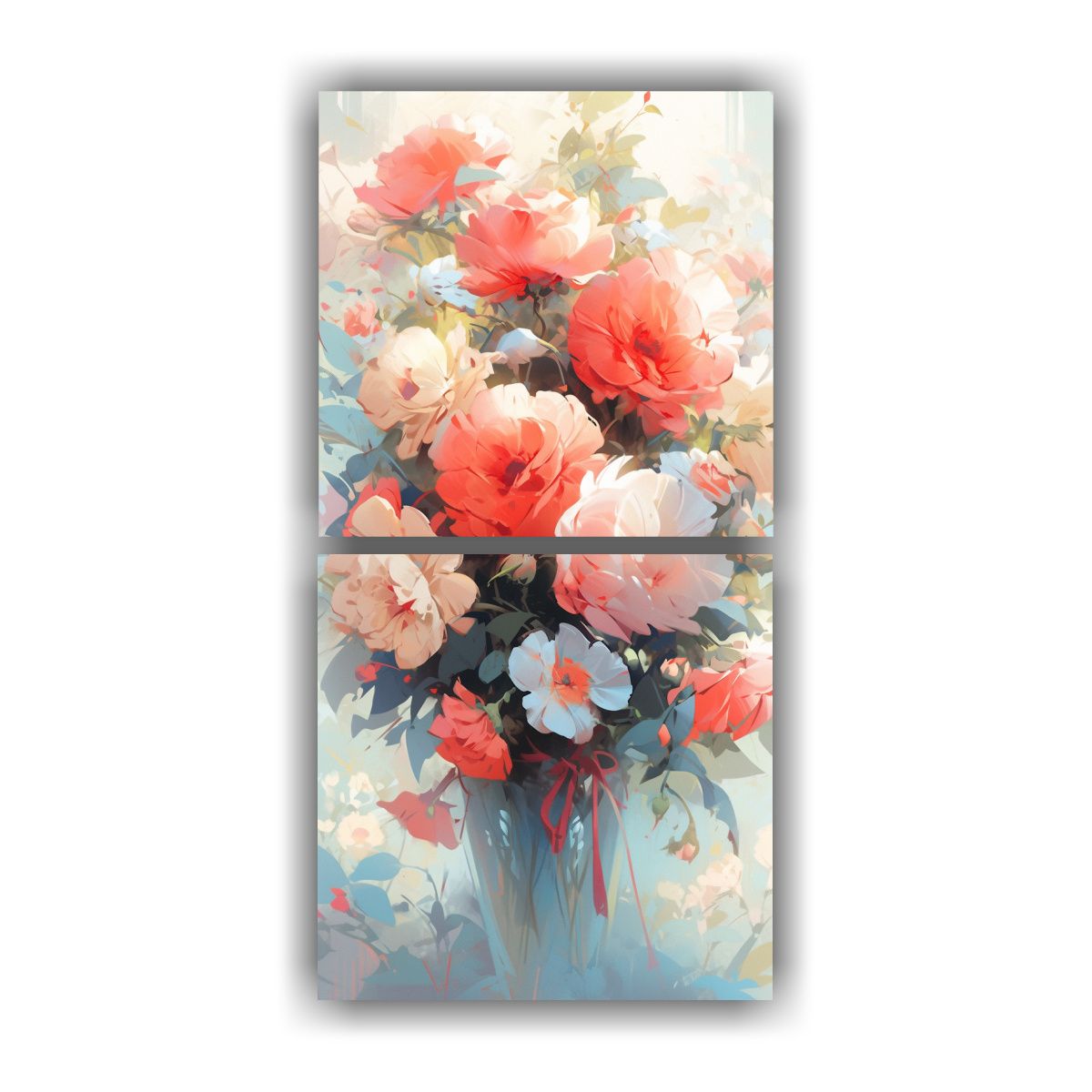 GENERICO - Cuadro De Flores Vibrantes En Lienzo Estilo Vib 40x80 Cm