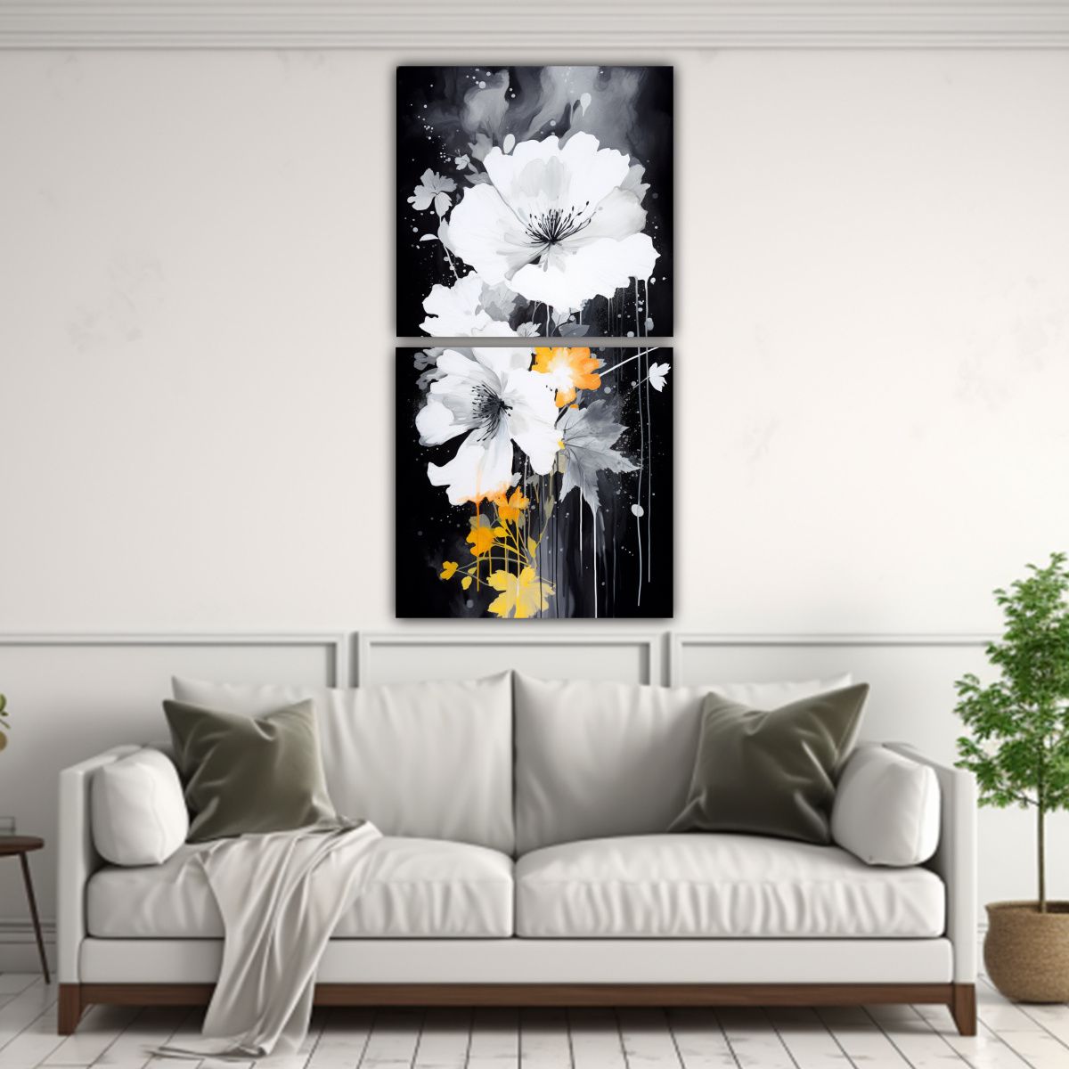 GENERICO - Artes De Pared Calidos Majestuosas En Blanco Y 20x40 Cm