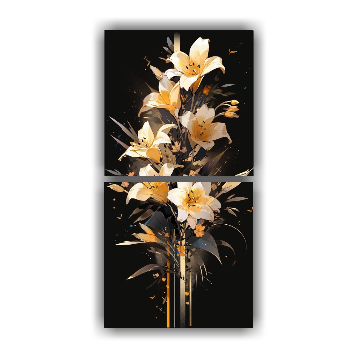 GENERICO - Cuadro Decorativo Clásico Amarillo Y Dorado 40x80 Cm