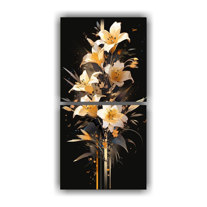 GENERICO - Cuadro Decorativo Clásico Amarillo Y Dorado 40x80 Cm