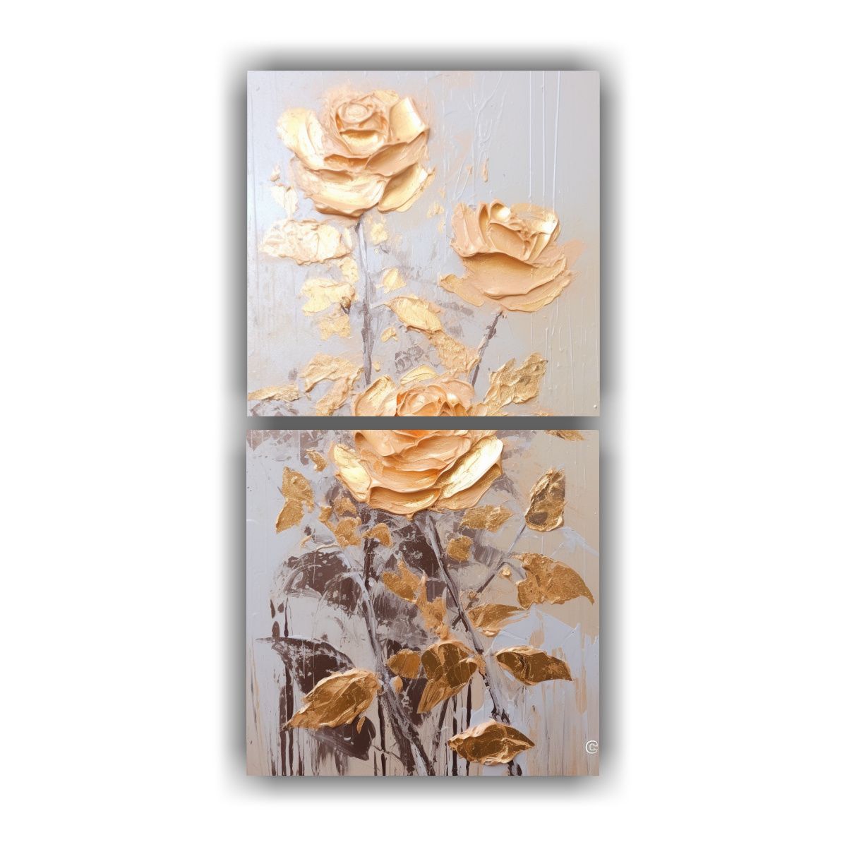 GENERICO - Lienzos Decorativos Rosas Doradas En Lienzo Al 50x100 Cm