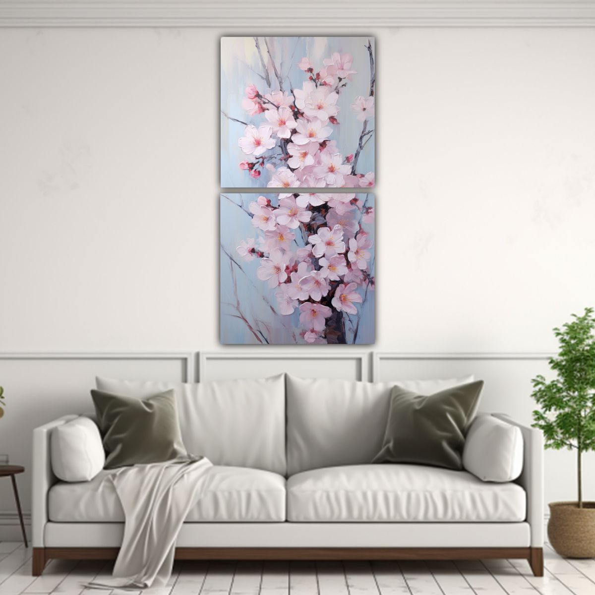 GENERICO - Lienzos Para Oficina Pintura Rosa De Cerezos En 20x40 Cm
