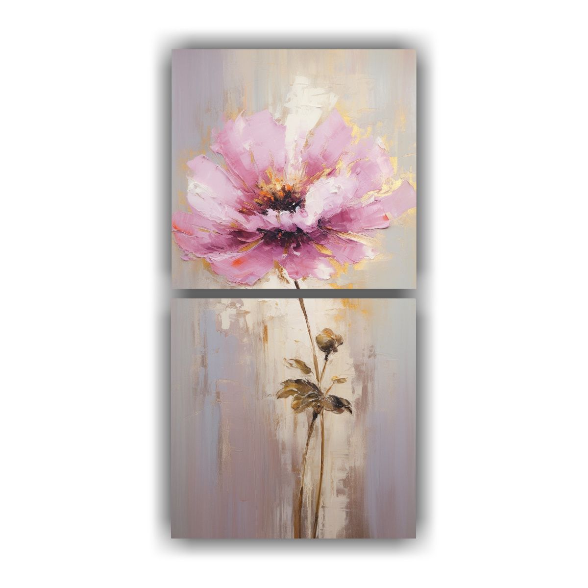 GENERICO - Pintura Floral Rosa En Lienzo Estilo Lindo 40x80 Cm