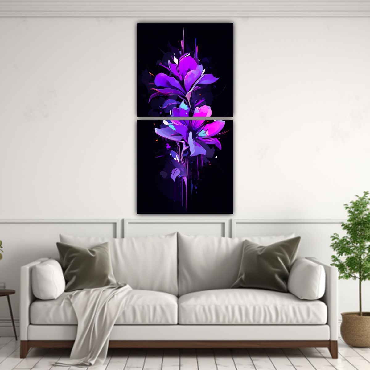 GENERICO - Set 2 Telas En Bastidor Forma Armonía Cromática 60x120 Cm