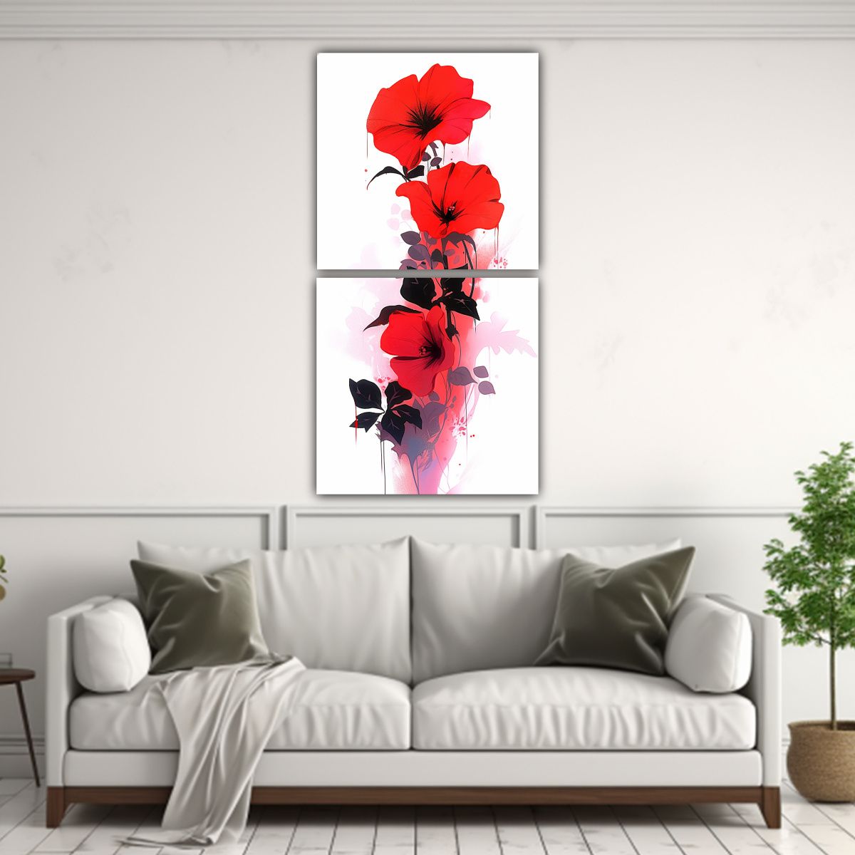 GENERICO - Diptico Tela Canvas Alegría Rojo Y Negro 20x40 Cm