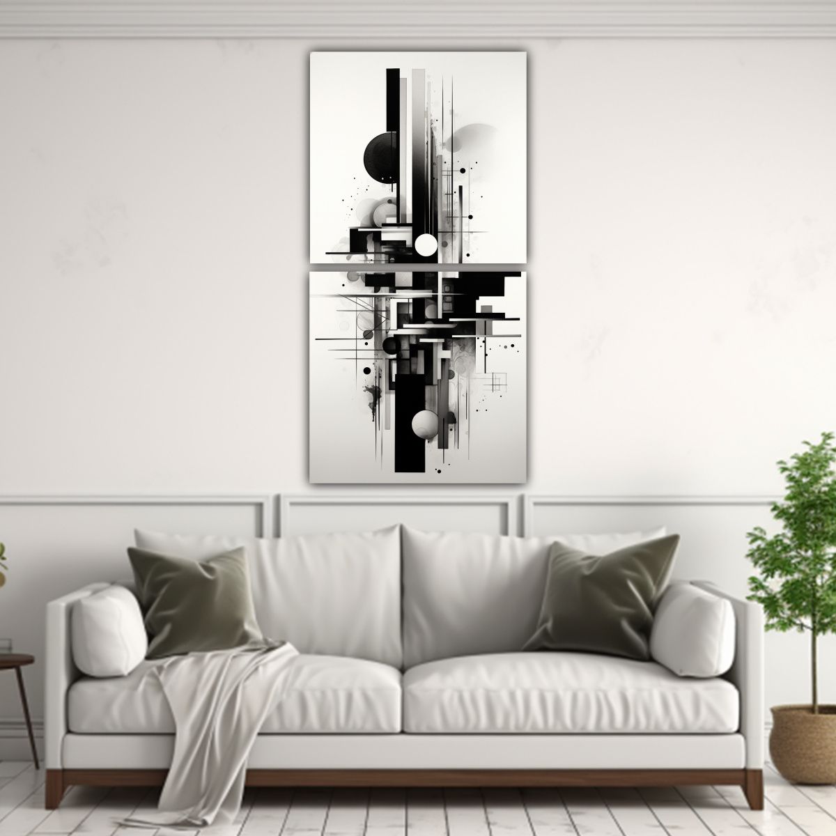 GENERICO - Cuadro Textura Cuadros Abstractos Monocromáticos 30x60 Cm