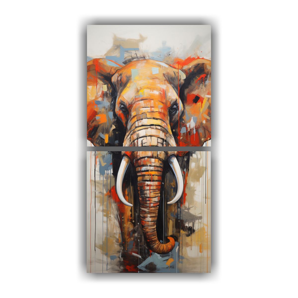 GENERICO - Pintura Abstracta Elefante Arte De Pared único 20x40 Cm