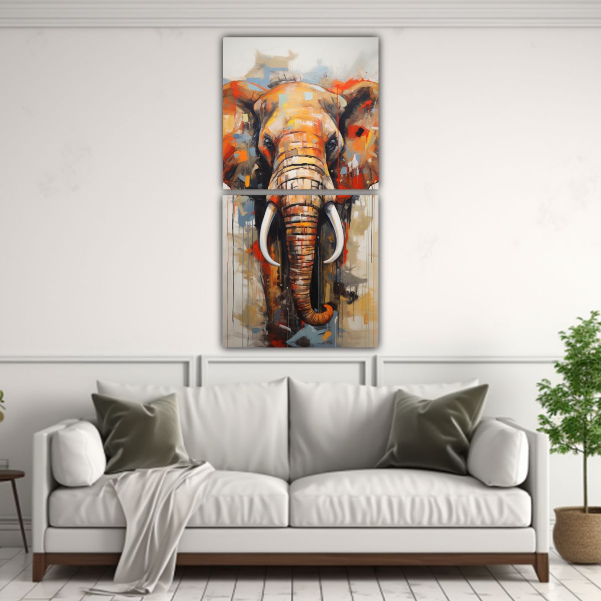GENERICO - Pintura Abstracta Elefante Arte De Pared único 20x40 Cm